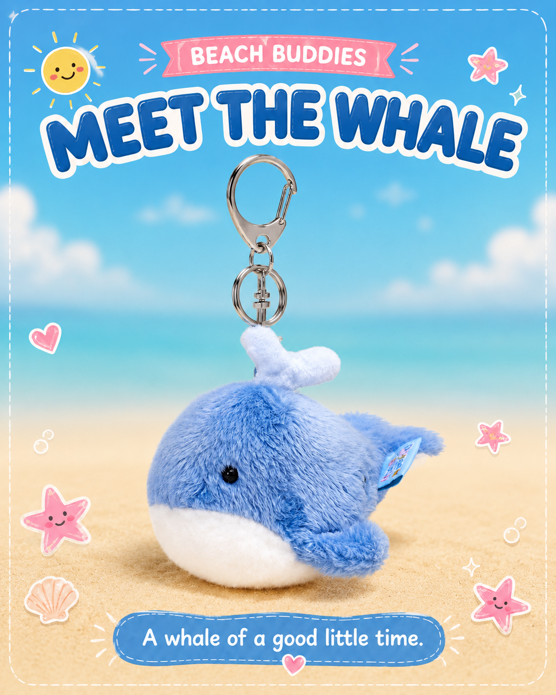 Blue Whale plush bag charm by OddJoy, alternate view 1